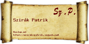Szirák Patrik névjegykártya
