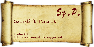 Szirák Patrik névjegykártya