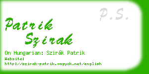 patrik szirak business card